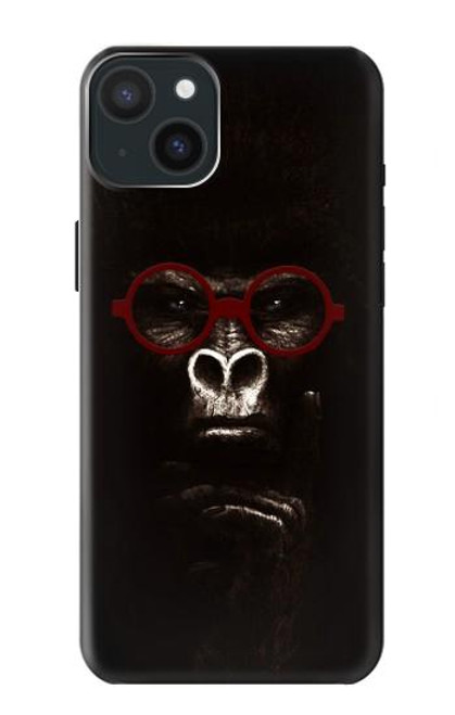 W3529 Thinking Gorilla Hülle Schutzhülle Taschen und Leder Flip für iPhone 15 Plus