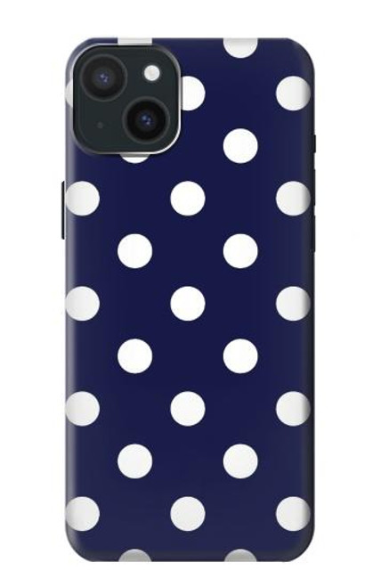 W3533 Blue Polka Dot Hülle Schutzhülle Taschen und Leder Flip für iPhone 15 Plus