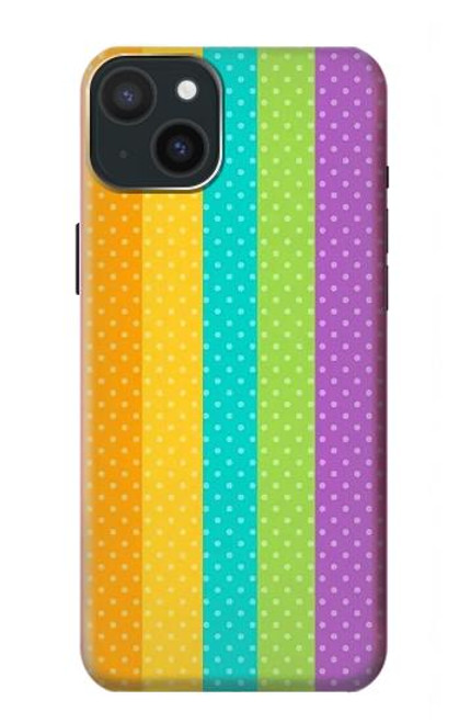 W3678 Colorful Rainbow Vertical Hülle Schutzhülle Taschen und Leder Flip für iPhone 15 Plus