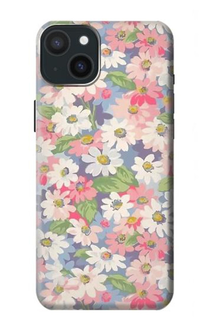 W3688 Floral Flower Art Pattern Hülle Schutzhülle Taschen und Leder Flip für iPhone 15 Plus