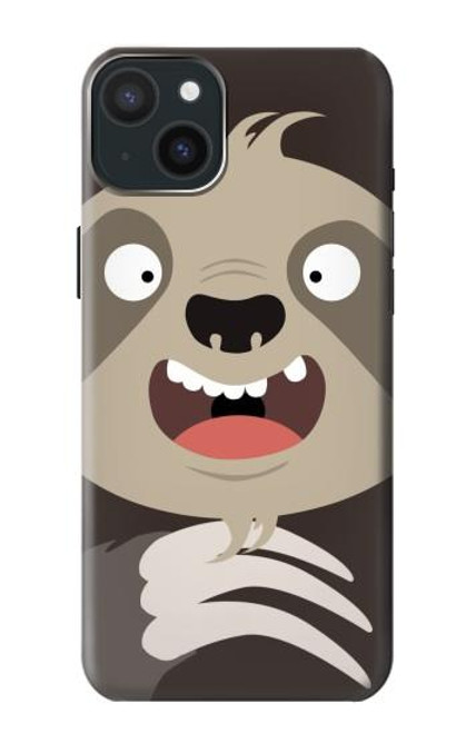 W3855 Sloth Face Cartoon Hülle Schutzhülle Taschen und Leder Flip für iPhone 15 Plus