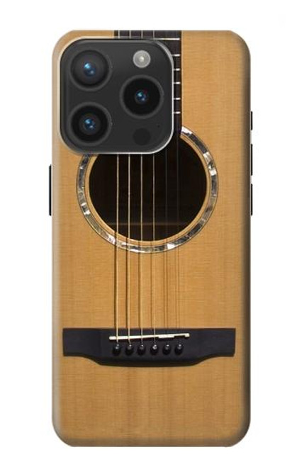 W0057 Acoustic Guitar Hülle Schutzhülle Taschen und Leder Flip für iPhone 15 Pro