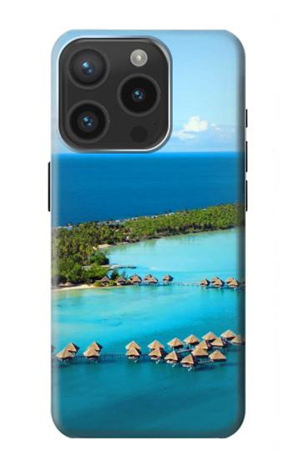 W0844 Bora Bora Island Hülle Schutzhülle Taschen und Leder Flip für iPhone 15 Pro