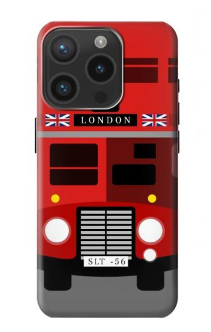 W2058 England British Double Decker Bus Hülle Schutzhülle Taschen und Leder Flip für iPhone 15 Pro