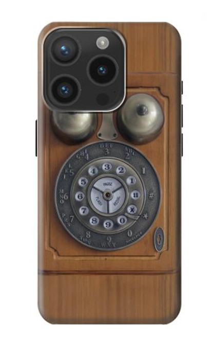 W3146 Antique Wall Retro Dial Phone Hülle Schutzhülle Taschen und Leder Flip für iPhone 15 Pro