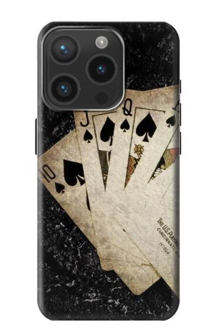 W3231 Vintage Royal Straight Flush Cards Hülle Schutzhülle Taschen und Leder Flip für iPhone 15 Pro