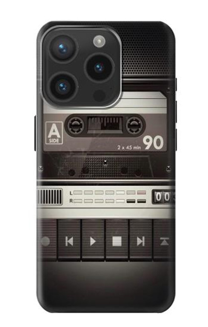 W3501 Vintage Cassette Player Hülle Schutzhülle Taschen und Leder Flip für iPhone 15 Pro