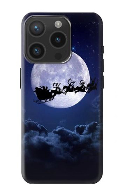 W3508 Xmas Santa Moon Hülle Schutzhülle Taschen und Leder Flip für iPhone 15 Pro