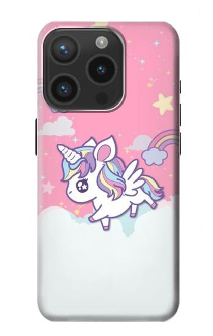 W3518 Unicorn Cartoon Hülle Schutzhülle Taschen und Leder Flip für iPhone 15 Pro