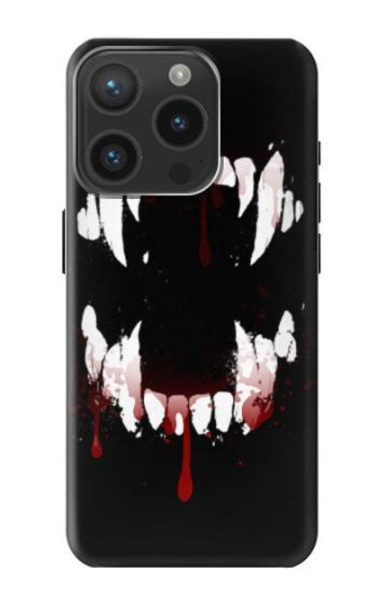 W3527 Vampire Teeth Bloodstain Hülle Schutzhülle Taschen und Leder Flip für iPhone 15 Pro