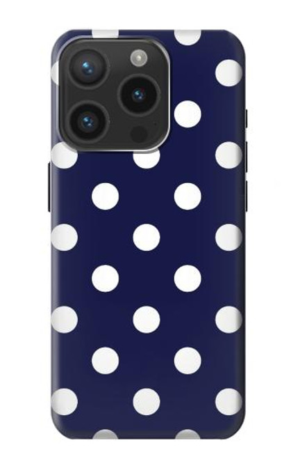 W3533 Blue Polka Dot Hülle Schutzhülle Taschen und Leder Flip für iPhone 15 Pro