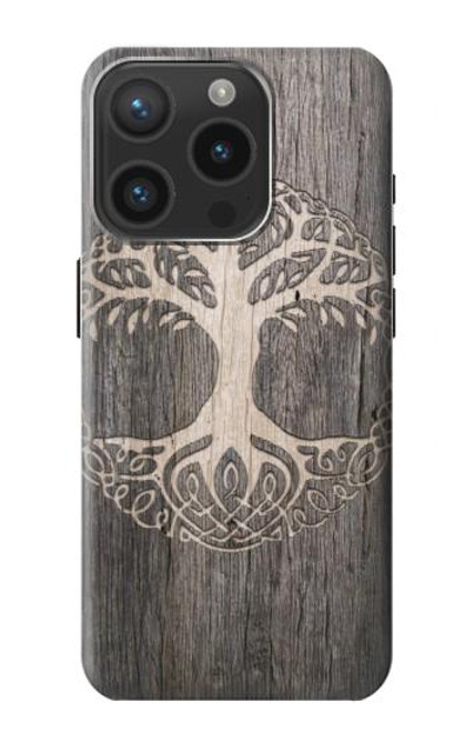 W3591 Viking Tree of Life Symbol Hülle Schutzhülle Taschen und Leder Flip für iPhone 15 Pro
