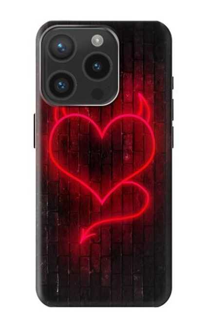 W3682 Devil Heart Hülle Schutzhülle Taschen und Leder Flip für iPhone 15 Pro