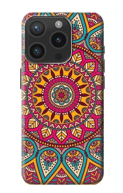 W3694 Hippie Art Pattern Hülle Schutzhülle Taschen und Leder Flip für iPhone 15 Pro