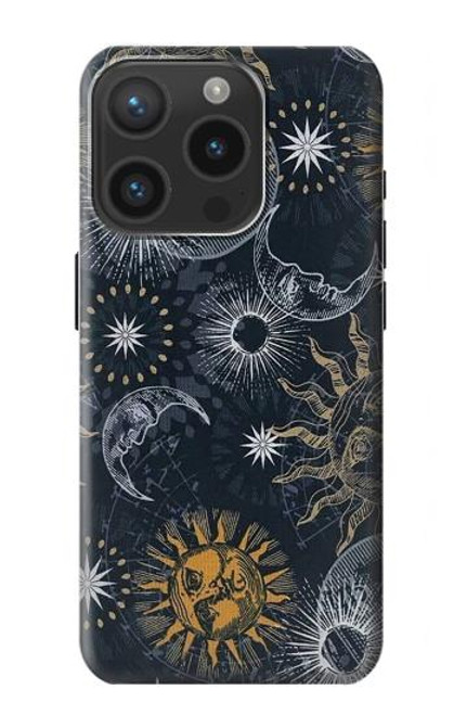 W3702 Moon and Sun Hülle Schutzhülle Taschen und Leder Flip für iPhone 15 Pro