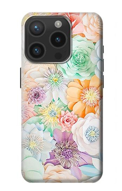 W3705 Pastel Floral Flower Hülle Schutzhülle Taschen und Leder Flip für iPhone 15 Pro