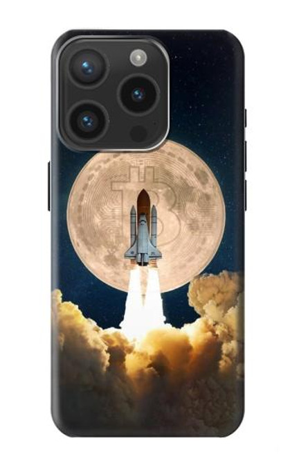 W3859 Bitcoin to the Moon Hülle Schutzhülle Taschen und Leder Flip für iPhone 15 Pro
