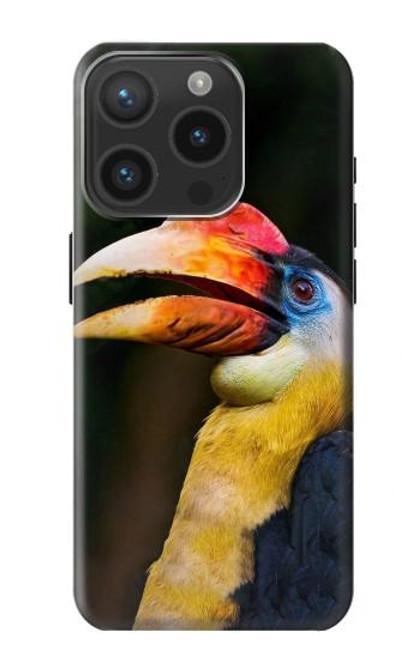 W3876 Colorful Hornbill Hülle Schutzhülle Taschen und Leder Flip für iPhone 15 Pro