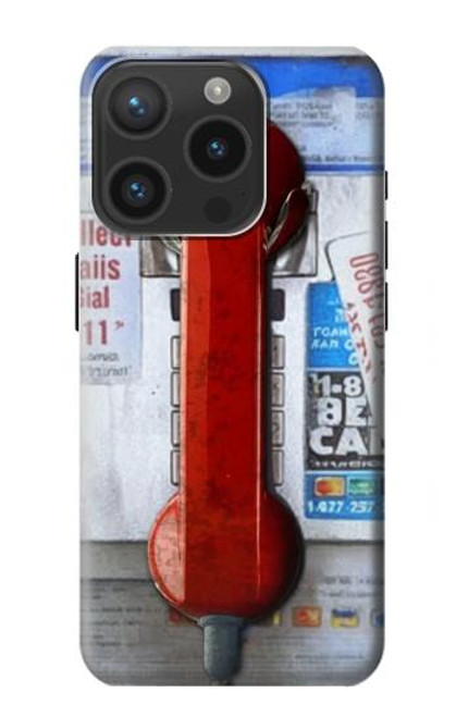 W3925 Collage Vintage Pay Phone Hülle Schutzhülle Taschen und Leder Flip für iPhone 15 Pro