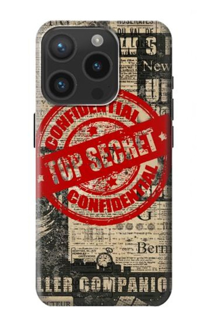 W3937 Text Top Secret Art Vintage Hülle Schutzhülle Taschen und Leder Flip für iPhone 15 Pro