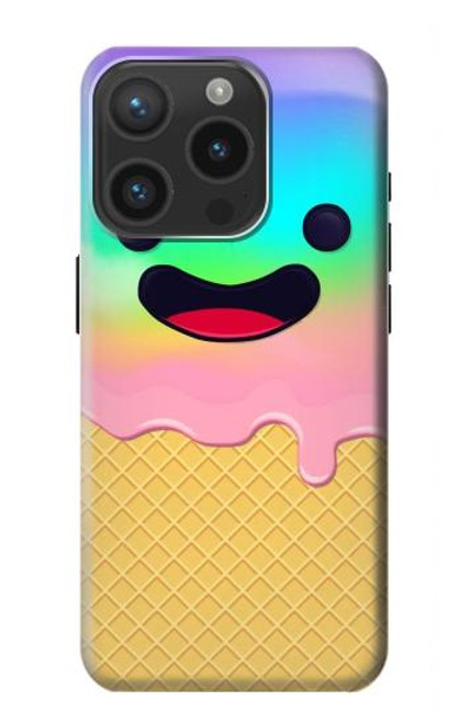 W3939 Ice Cream Cute Smile Hülle Schutzhülle Taschen und Leder Flip für iPhone 15 Pro