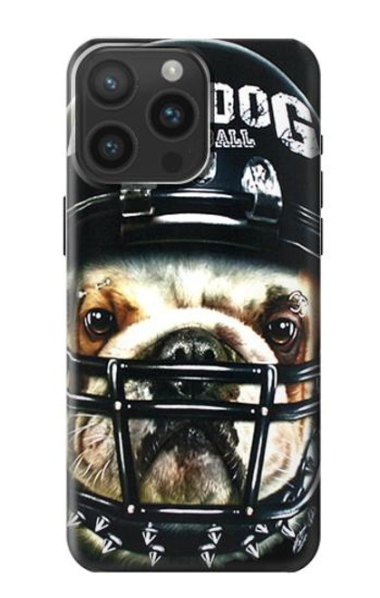 W0098 Bulldog American Football Hülle Schutzhülle Taschen und Leder Flip für iPhone 15 Pro Max
