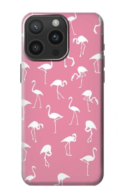 W2858 Pink Flamingo Pattern Hülle Schutzhülle Taschen und Leder Flip für iPhone 15 Pro Max