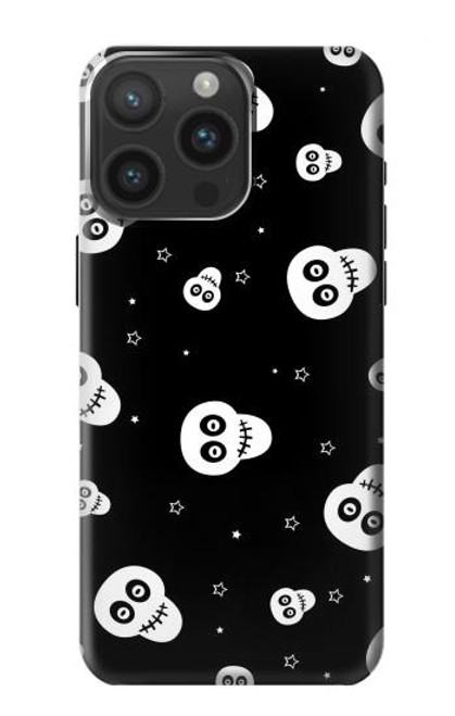 W3261 Smile Skull Halloween Pattern Hülle Schutzhülle Taschen und Leder Flip für iPhone 15 Pro Max
