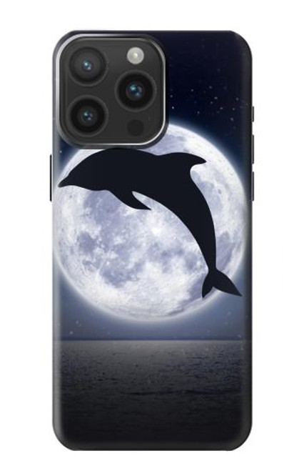 W3510 Dolphin Moon Night Hülle Schutzhülle Taschen und Leder Flip für iPhone 15 Pro Max