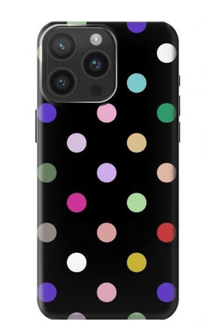 W3532 Colorful Polka Dot Hülle Schutzhülle Taschen und Leder Flip für iPhone 15 Pro Max