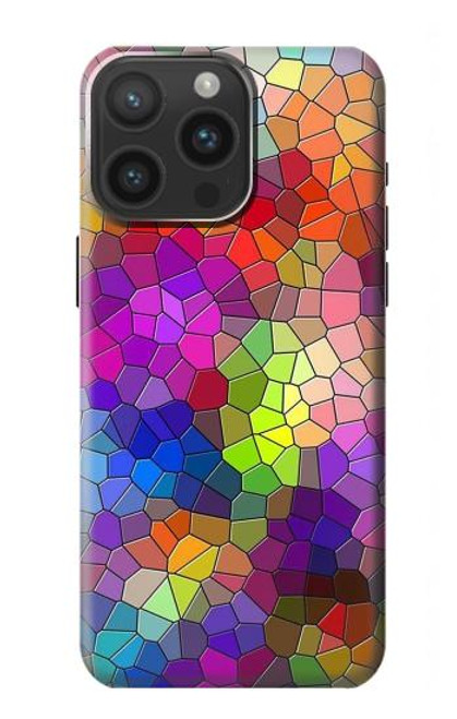 W3677 Colorful Brick Mosaics Hülle Schutzhülle Taschen und Leder Flip für iPhone 15 Pro Max