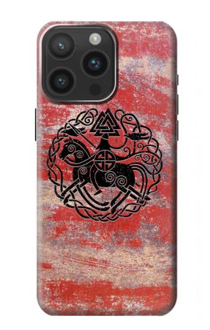 W3831 Viking Norse Ancient Symbol Hülle Schutzhülle Taschen und Leder Flip für iPhone 15 Pro Max