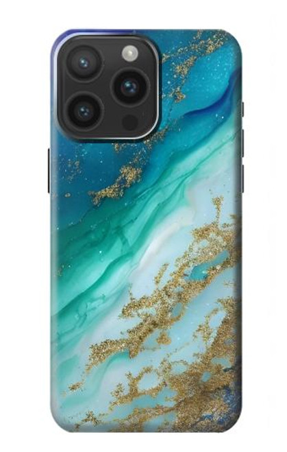 W3920 Abstract Ocean Blue Color Mixed Emerald Hülle Schutzhülle Taschen und Leder Flip für iPhone 15 Pro Max