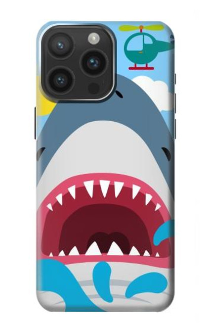 W3947 Shark Helicopter Cartoon Hülle Schutzhülle Taschen und Leder Flip für iPhone 15 Pro Max