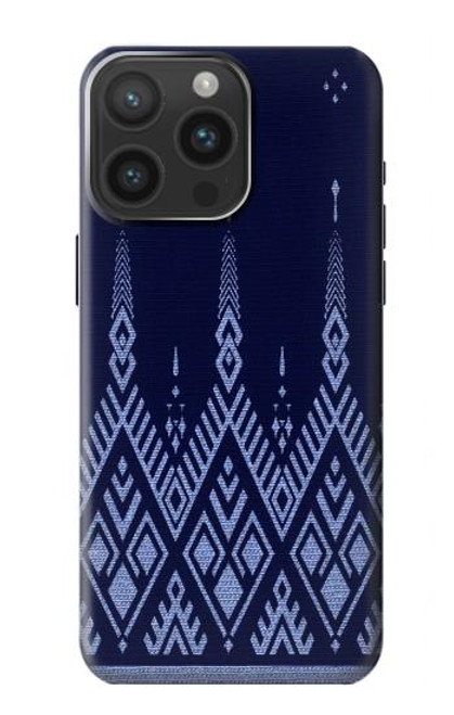 W3950 Textile Thai Blue Pattern Hülle Schutzhülle Taschen und Leder Flip für iPhone 15 Pro Max