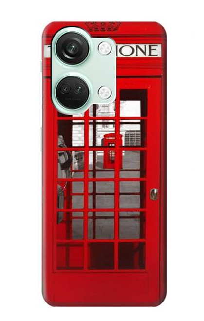 W0058 British Red Telephone Box Hülle Schutzhülle Taschen und Leder Flip für OnePlus Nord 3