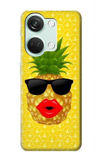 W2443 Funny Pineapple Sunglasses Kiss Hülle Schutzhülle Taschen und Leder Flip für OnePlus Nord 3