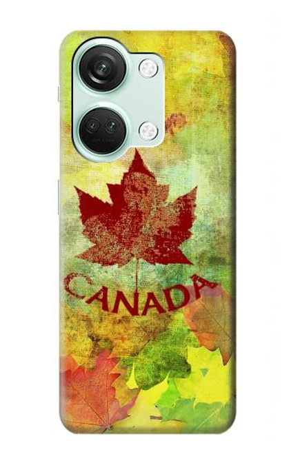 W2523 Canada Autumn Maple Leaf Hülle Schutzhülle Taschen und Leder Flip für OnePlus Nord 3