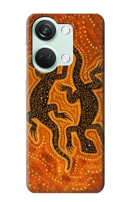 W2901 Lizard Aboriginal Art Hülle Schutzhülle Taschen und Leder Flip für OnePlus Nord 3