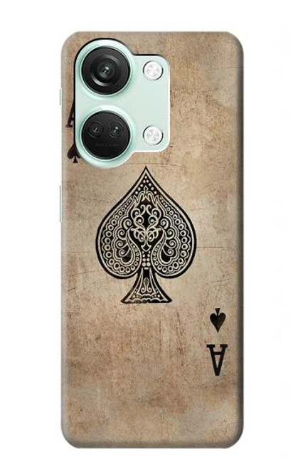 W2928 Vintage Spades Ace Card Hülle Schutzhülle Taschen und Leder Flip für OnePlus Nord 3