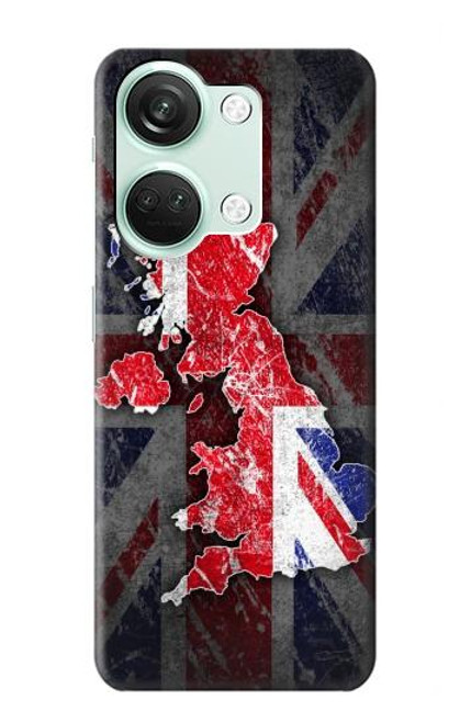W2936 UK British Flag Map Hülle Schutzhülle Taschen und Leder Flip für OnePlus Nord 3