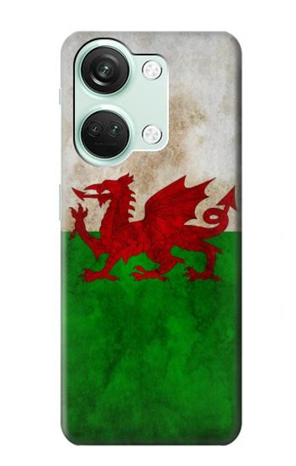 W2976 Wales Football Soccer Flag Hülle Schutzhülle Taschen und Leder Flip für OnePlus Nord 3
