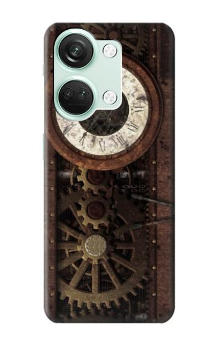 W3221 Steampunk Clock Gears Hülle Schutzhülle Taschen und Leder Flip für OnePlus Nord 3