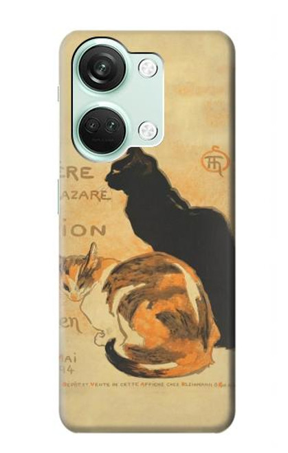 W3229 Vintage Cat Poster Hülle Schutzhülle Taschen und Leder Flip für OnePlus Nord 3