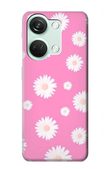 W3500 Pink Floral Pattern Hülle Schutzhülle Taschen und Leder Flip für OnePlus Nord 3