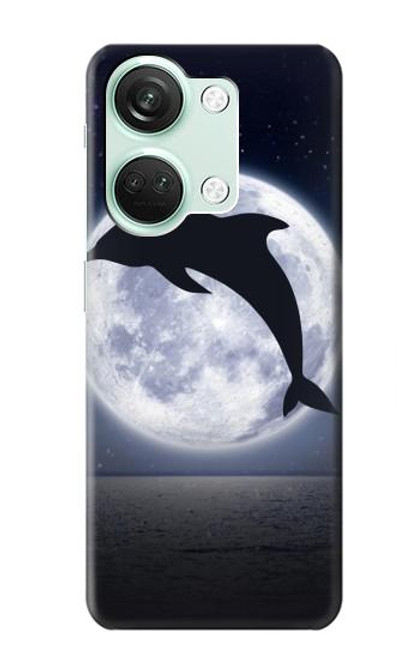 W3510 Dolphin Moon Night Hülle Schutzhülle Taschen und Leder Flip für OnePlus Nord 3