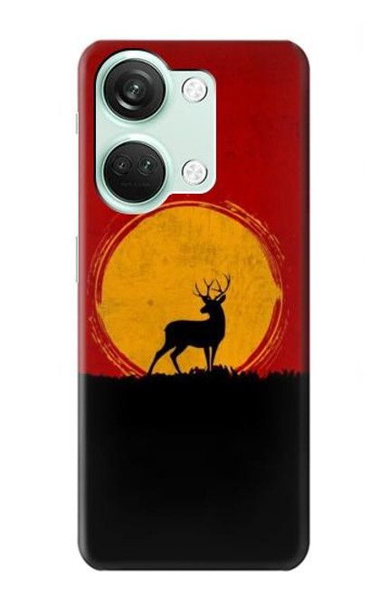 W3513 Deer Sunset Hülle Schutzhülle Taschen und Leder Flip für OnePlus Nord 3
