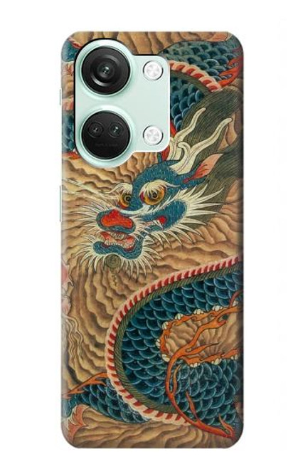 W3541 Dragon Cloud Painting Hülle Schutzhülle Taschen und Leder Flip für OnePlus Nord 3