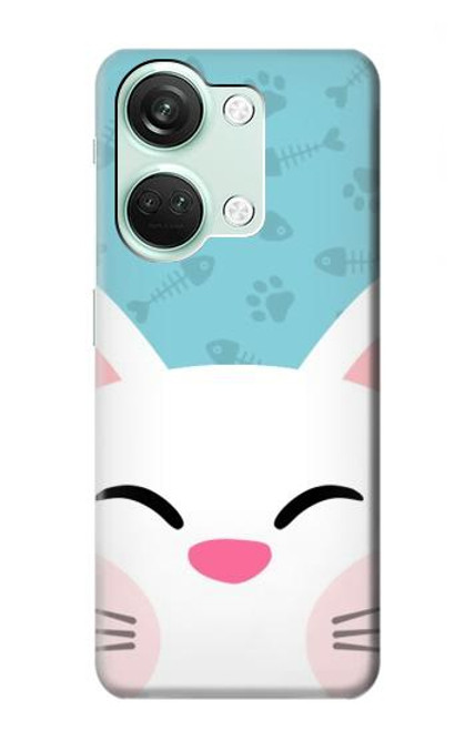 W3542 Cute Cat Cartoon Hülle Schutzhülle Taschen und Leder Flip für OnePlus Nord 3