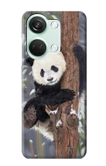 W3793 Cute Baby Panda Snow Painting Hülle Schutzhülle Taschen und Leder Flip für OnePlus Nord 3
